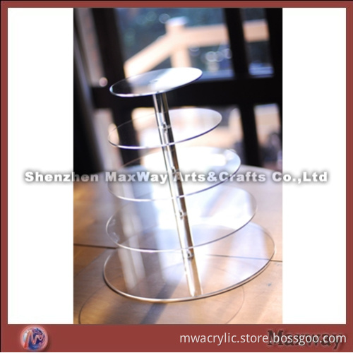 Pure Clear Round Promotional 5 Tiers Acrylic Birthday Cakes Display Stand Rack